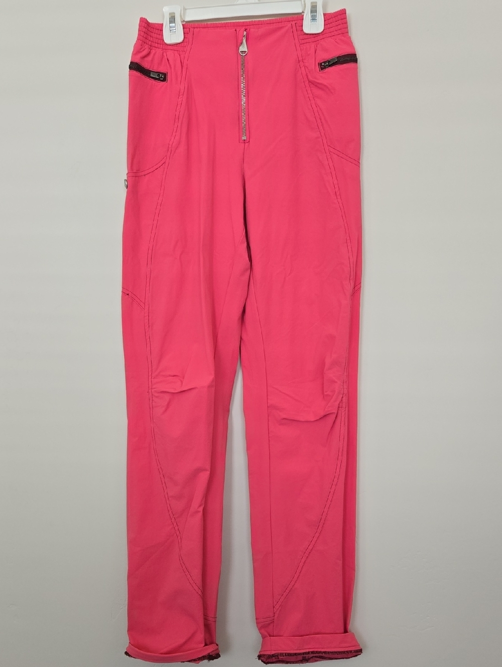 Free People Bright Pink Track Pants with Zip Details